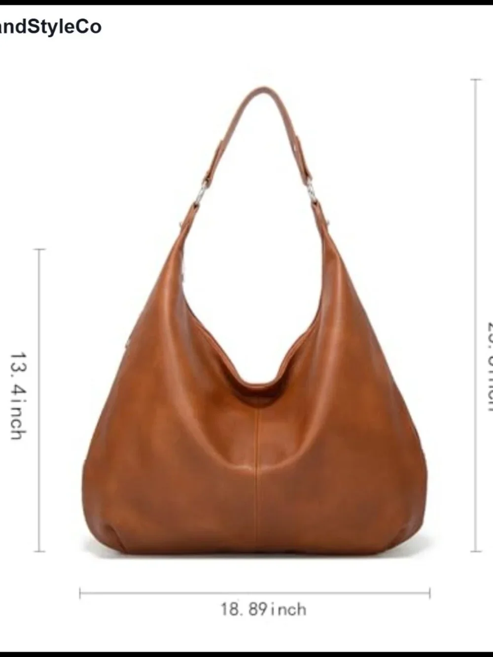 Large Slouchy Hobo Shoulder Bag Vegan PU Leather Tote Purse